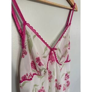 Women's Size 18/20 Y2K Cacique Slip Dress White & Pink Floral Adjustable Straps